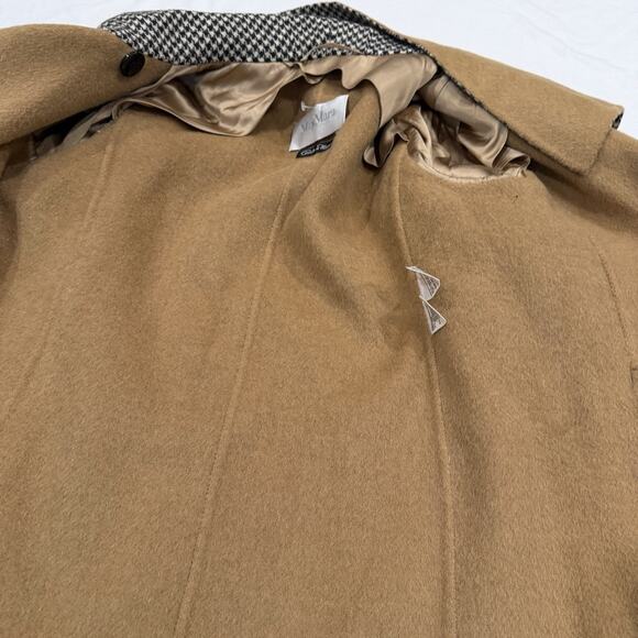 Max Mara Cucito A Mano Size 12 Houndstooth Alpaca Wool Coat Jacket Black Beige - Picture 8 of 10